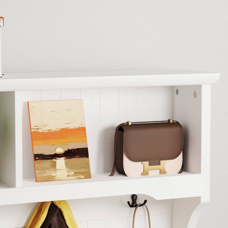 3 in 1 Hallway Hall Tree with 2 Storage Drawer and 4 Coat Rack