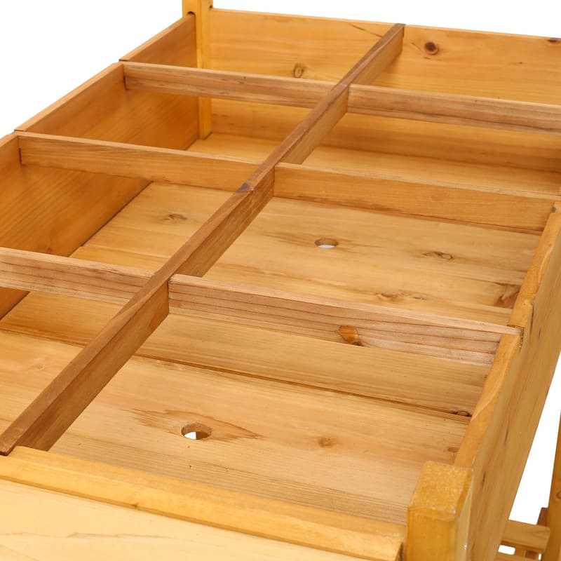 8-Pocket Wood Raised Garden Bed, Foldable Design for Herbs Veggies