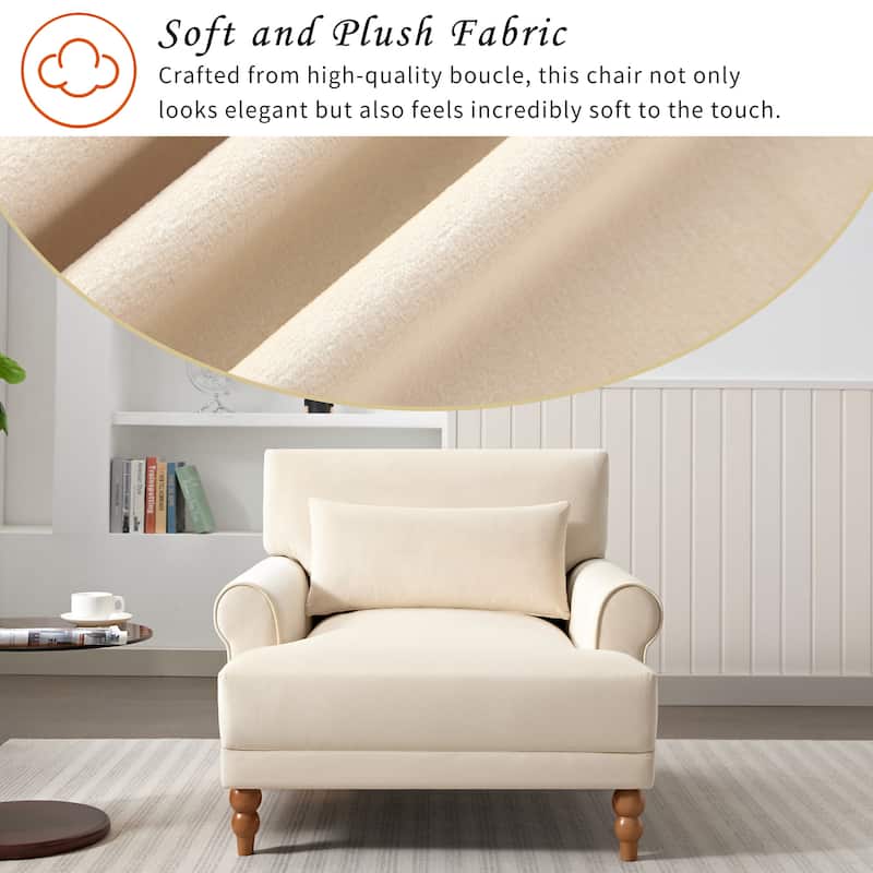 Beige 37.8" Velvet Accent Chair