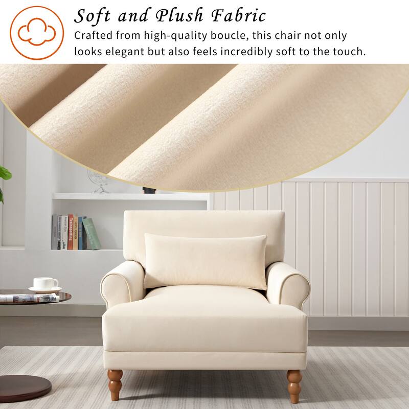 Circular Arm Chairs Living Room Accent Chair Lounge Chair with Roman Column Legs