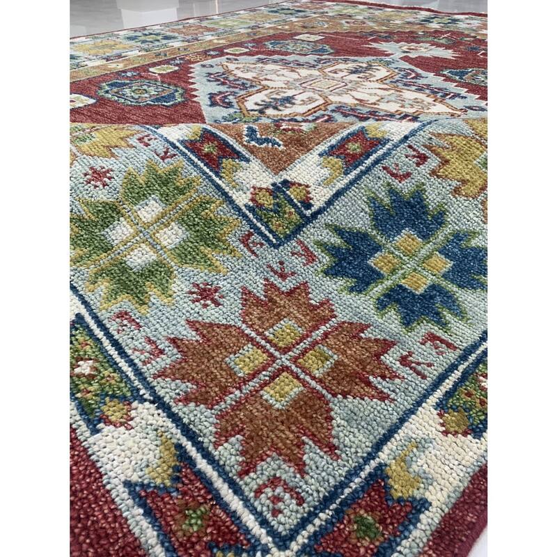 Hand-Knotted Wool Traditional Knot Rug, 9' x 12', Gray Multi-Colored Area Rug, Elegant Soft Texture for Rooms - L