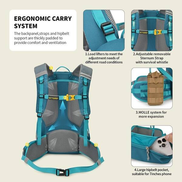 Hiking Backpack for Men Women, 35L Travel Backpack Waterproof Camping  Backpack Outdoor Lightweight Daypack(Teal) - Bed Bath & Beyond - 40365837