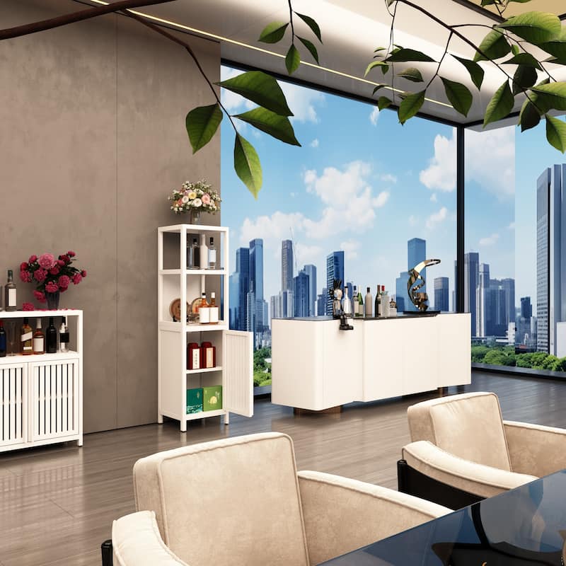 linen tower bamboo storage cabinet, suitable for main living spaces such as bathrooms, bedrooms, and living rooms