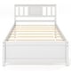 preview thumbnail 1 of 6, Wooden Platform Bed with Headboard and Wood Slat Support White-Twin Size White