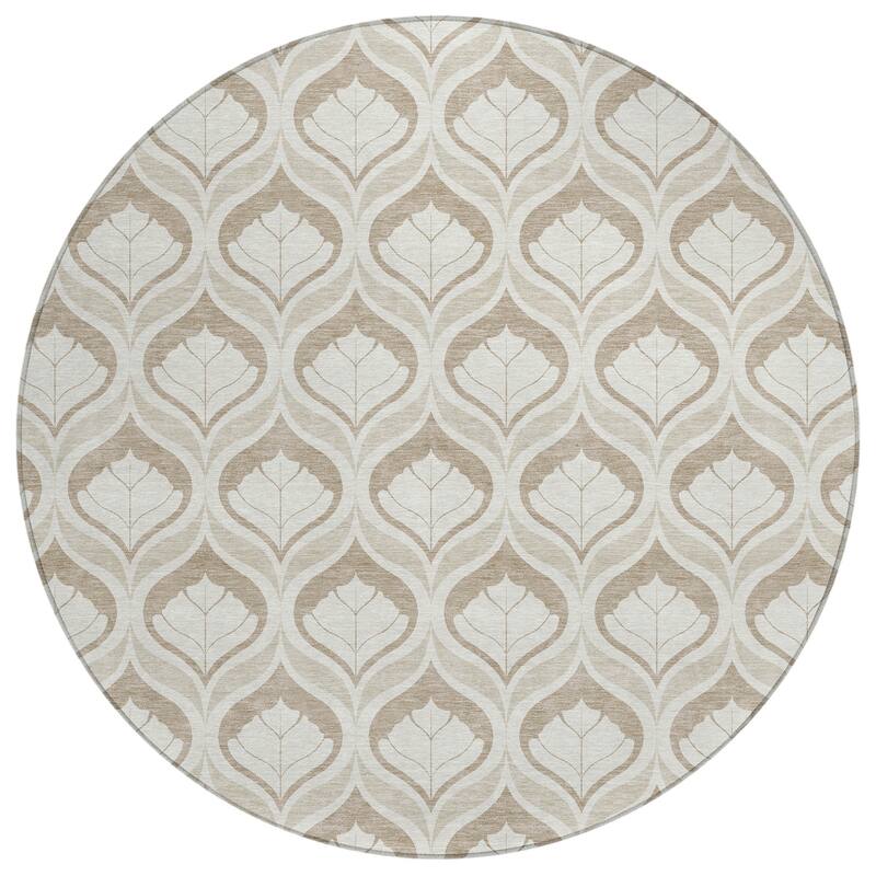 Machine Washable Indoor/ Outdoor Modern Trellis Chantille Rug