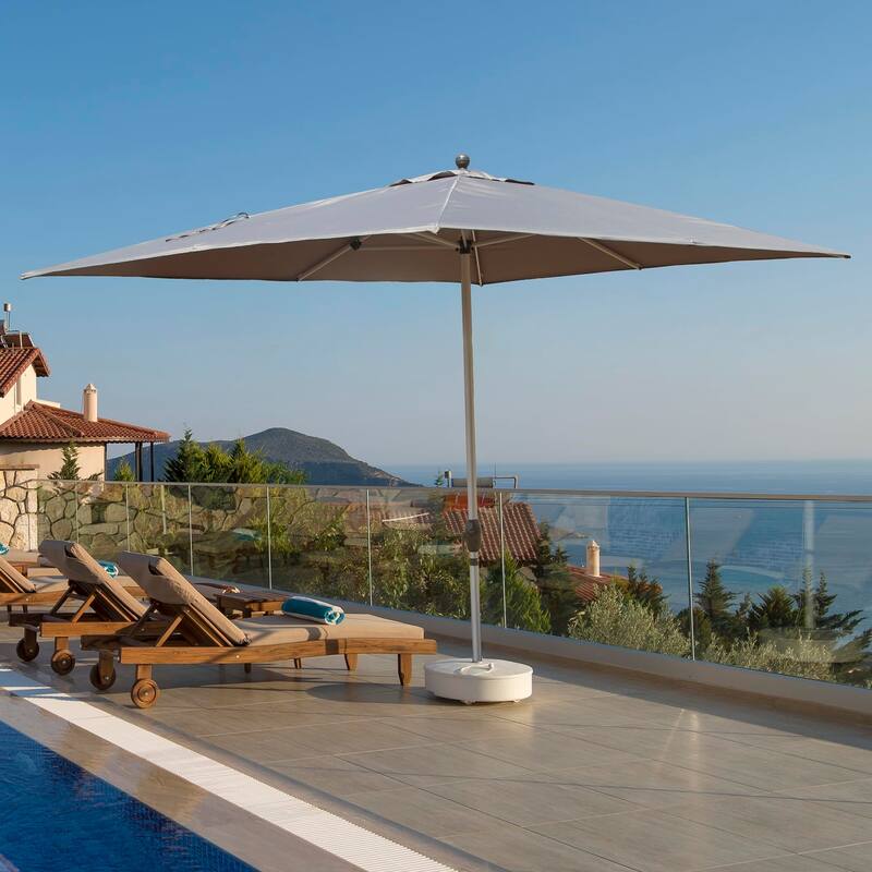 Rectangle Patio Umbrella With Crank Lift And Tilt Function,Beige(Base Not Included)