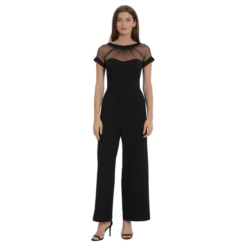 Maggy London Illusion Neckline Wide Leg Jumpsuit