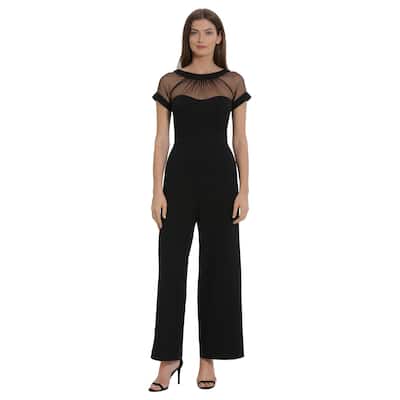 Maggy London Illusion Neckline Wide Leg Jumpsuit
