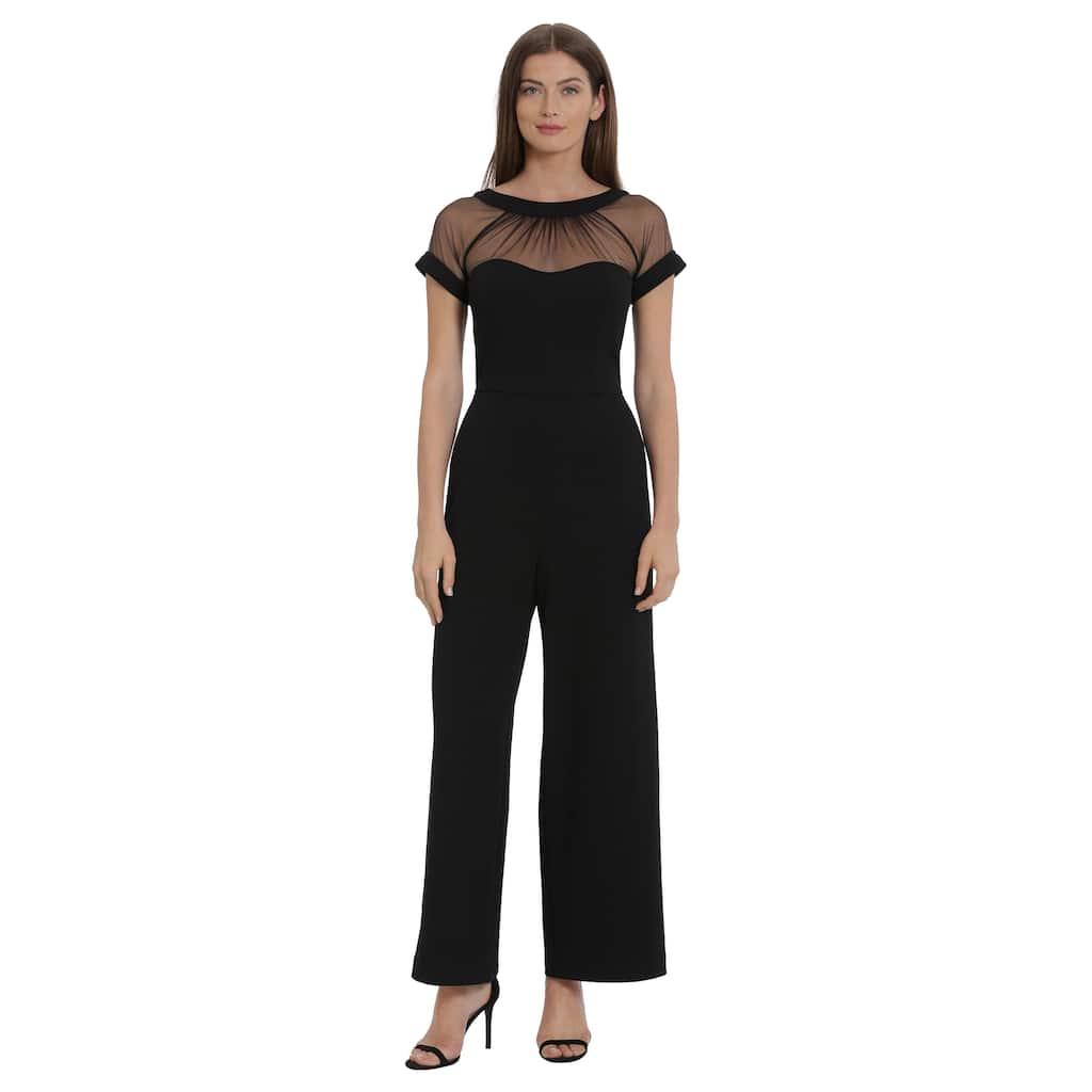 Maggy London Illusion Neckline Wide Leg Jumpsuit