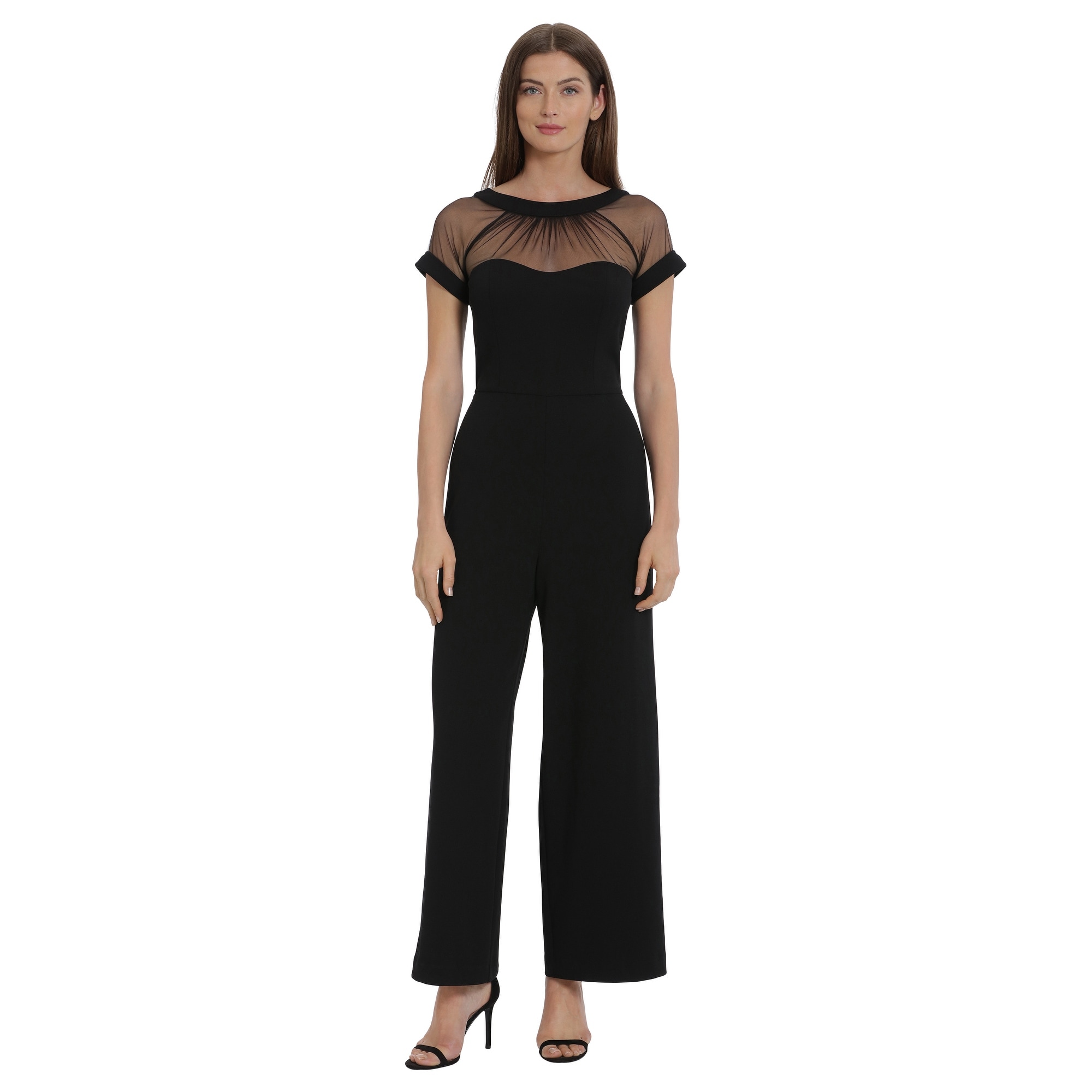 Maggy London Illusion Neckline Wide Leg Jumpsuit