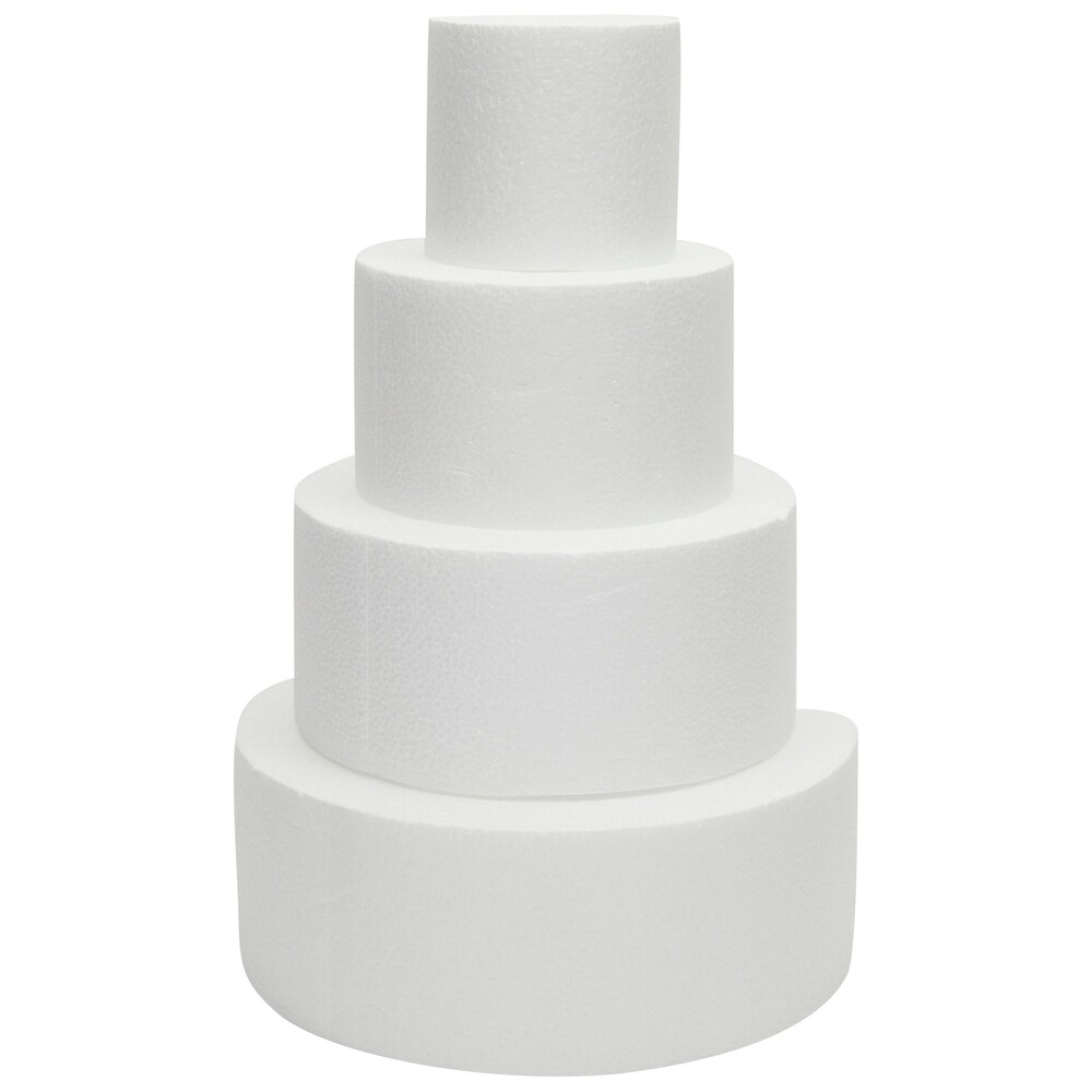 2 Pcs 4 Tier Round Foam Cake Dummies Fake Cake Dummy Set for Wedding  Supplies Baby Shower Birthday Decorating Display, White (6/8/10/12 x 16  Inch)
