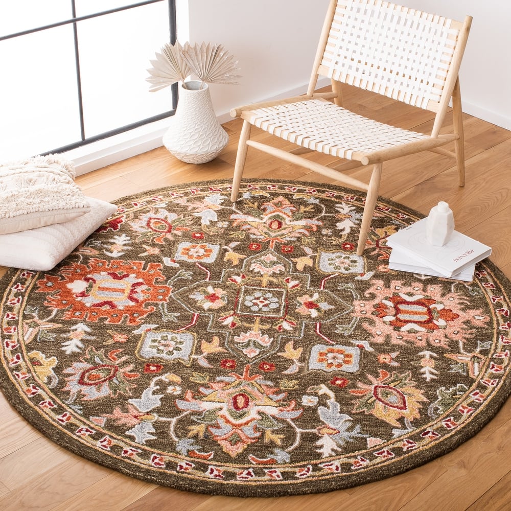 SAFAVIEH Handmade Heritage Chrysanthemum Traditional Wool Rug