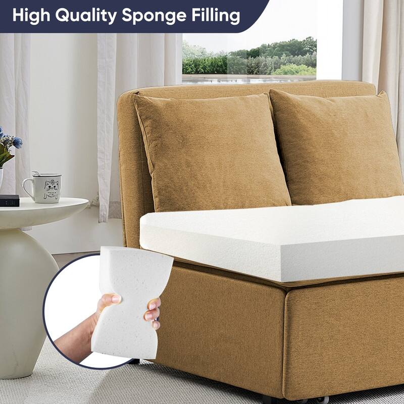 Mixoy Full Size Queen Size Sofa Bed,2 in 1 Convertible Linen 1-Seater/Loveseat Sleeper Sofa Couch with Cushions