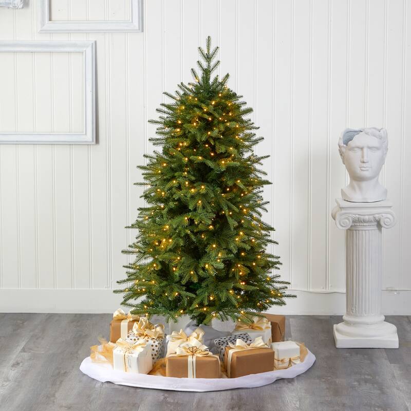 5' Pre-Lit Vancouver Fir Artificial Christmas Tree, Clear LED Lights - 5 Foot