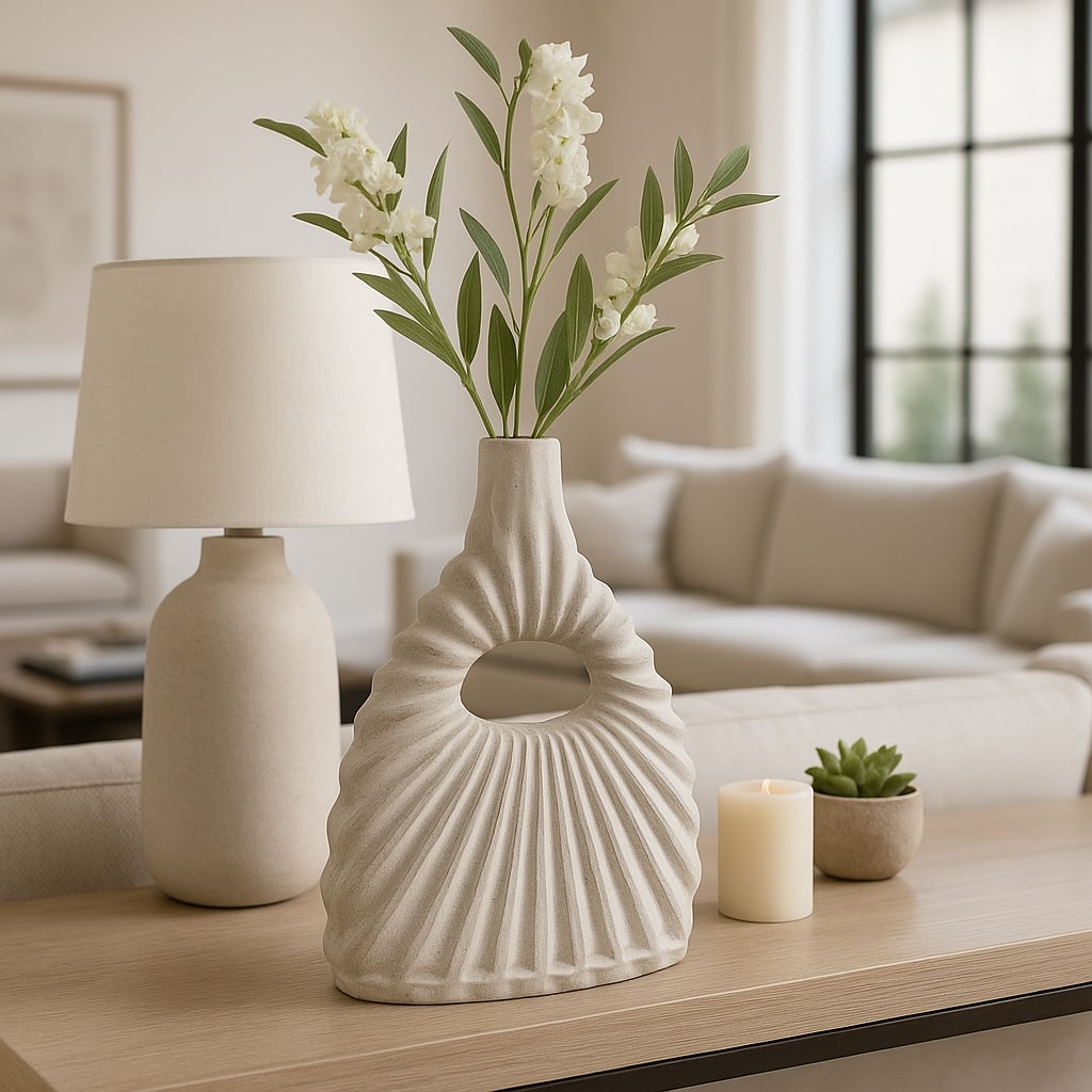 Decorative Vase - Ivory Ceramic Styling