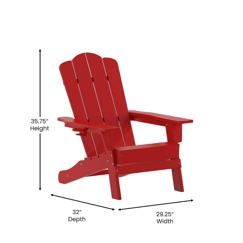 Commercial Grade All-Weather Adirondack Chair with Swiveling Cupholder