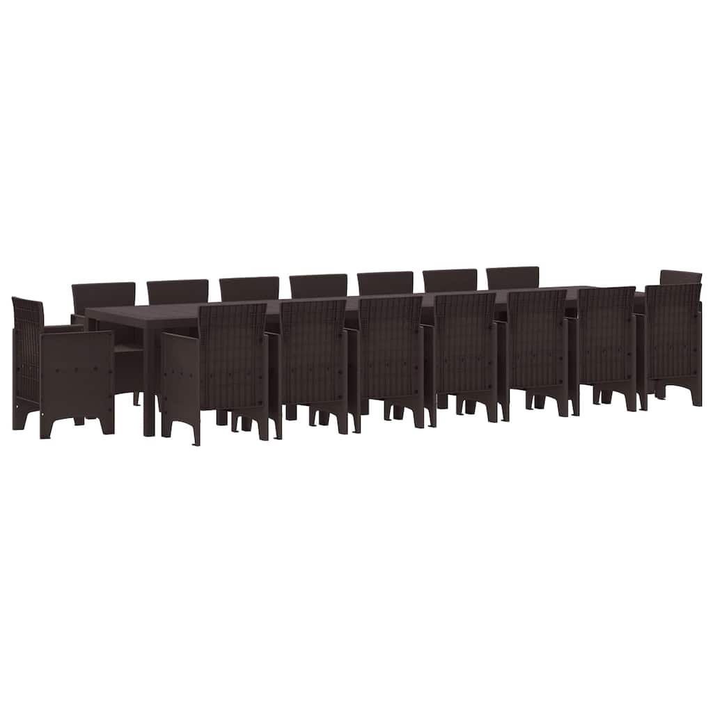 vidaXL Garden Dining Set 17 pcs Poly rattan - 157 x 39 x 29