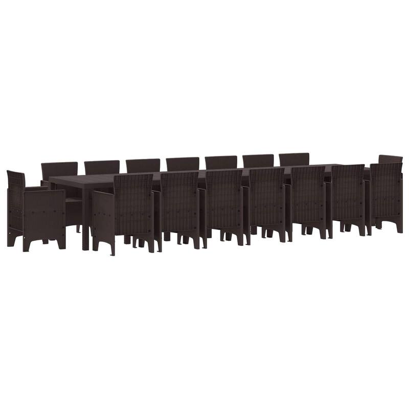 vidaXL Garden Dining Set 17 pcs Poly rattan - 157 x 39 x 29