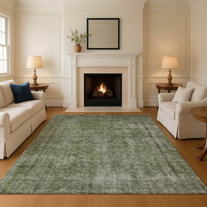 Premium Washable Super Soft Vintage Traditional Mayfield Rug - Green - 10' x 14'