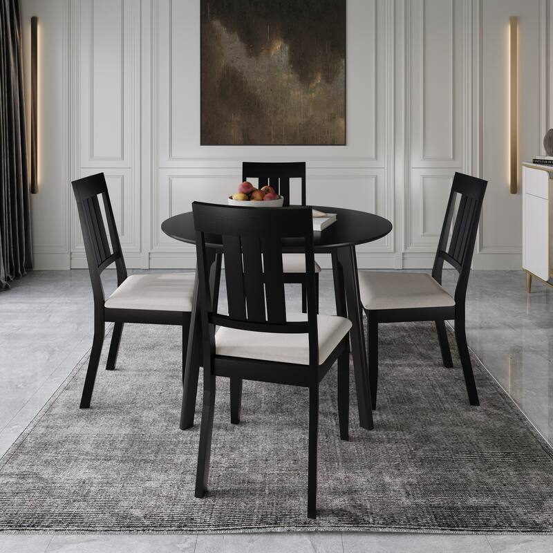 CraftPorch Classic 4-Piece Chair and Round Table Wooden Dining Set