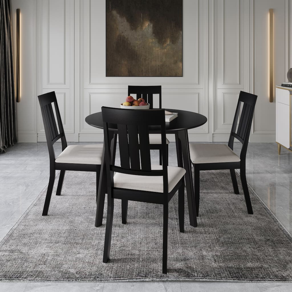 CraftPorch Classic 4-Piece Chair and Round Table Wooden Dining Set