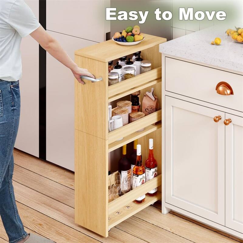 4Tier Rolling Storage Cart Narrow Kitchen Cart with Wheels