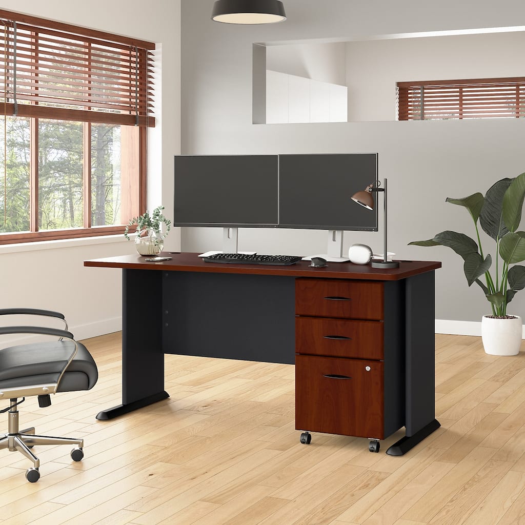 Series A 60W Desk with Mobile File Cabinet by Bush Business Furniture