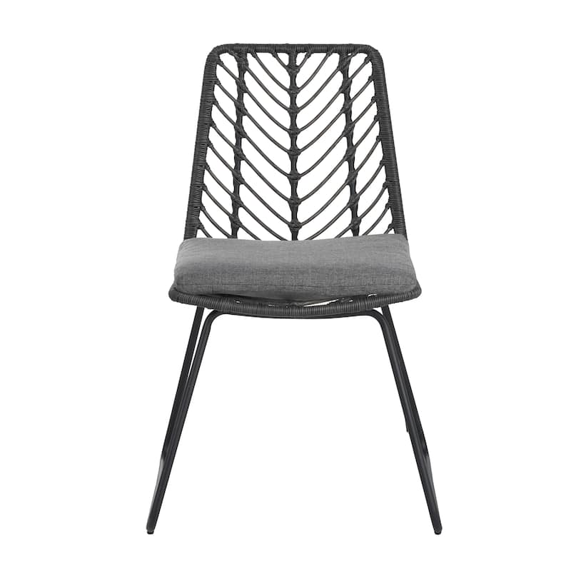 Rattan and Iron Chair Set with Cushions