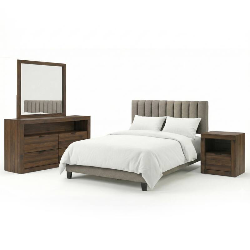 Furniture of America Merro Modern 4-Piece Solid Wood Bedroom Set
