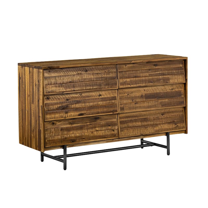 Cusco Rustic Acacia Wood 6 Drawer Dresser