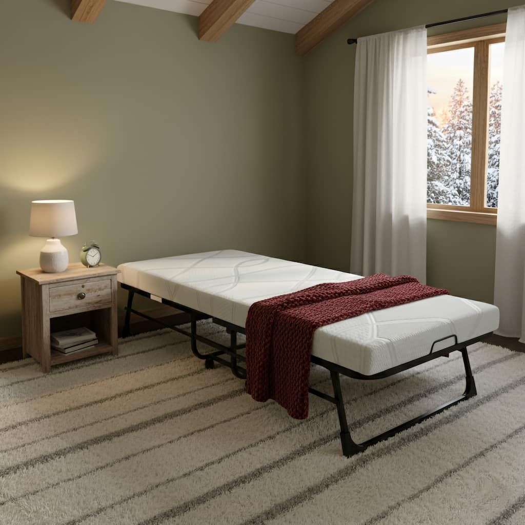 Folding Rollaway Bed with 4 Inch Twin Mattress