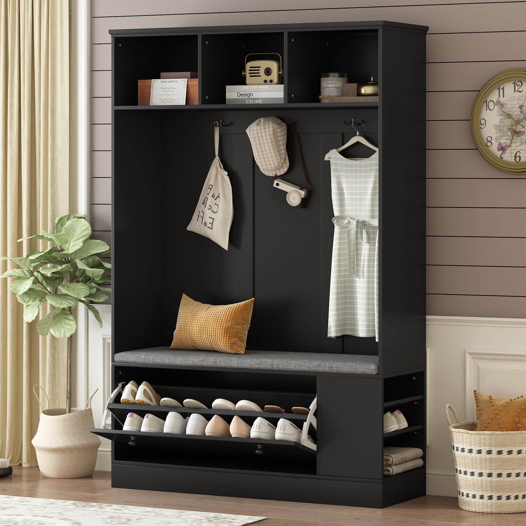Hallway seat and coat rack top
