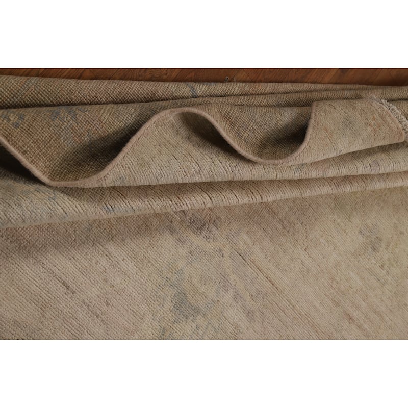 Vegetable Dye Oushak Turkish Area Rug Handmade Floral Wool Carpet - 5'10"x 9'1"