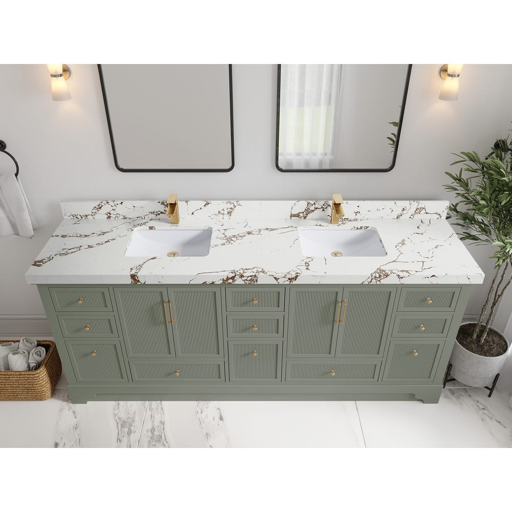 Willow Collections 84 in. W x 22 in. D Alys Double Bowl Sink Bathroom Vanity with Countertop