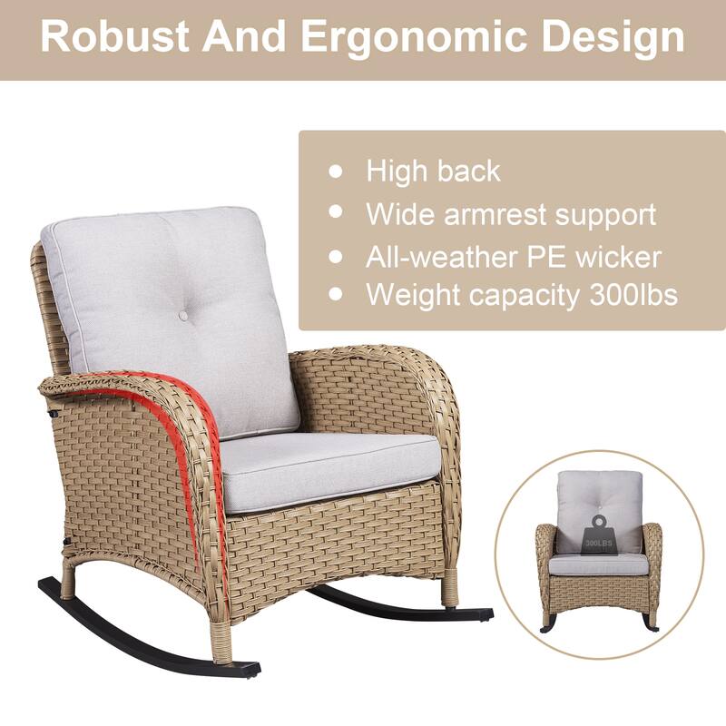 Rattan Wicker Rocker Chair Grey - Blue - Light Grey