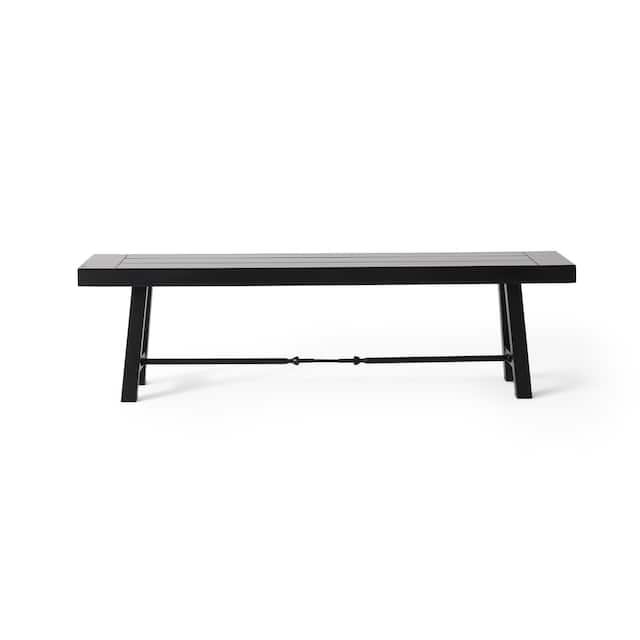 Catriona Outdoor Rustic Acacia Wood Bench by Christopher Knight Home - Black