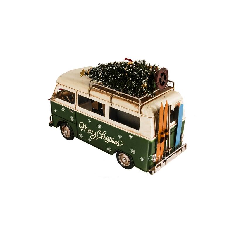 Handmade 1960s Volkswagen Bus Christmas Model - Multi-Color