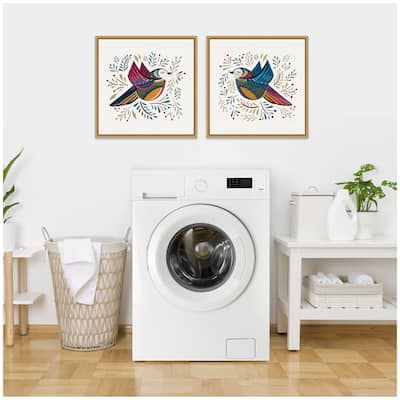 Kate and Laurel Sylvie Peace Birds Red and Blue Framed Canvas Art Set by Carey Copeland