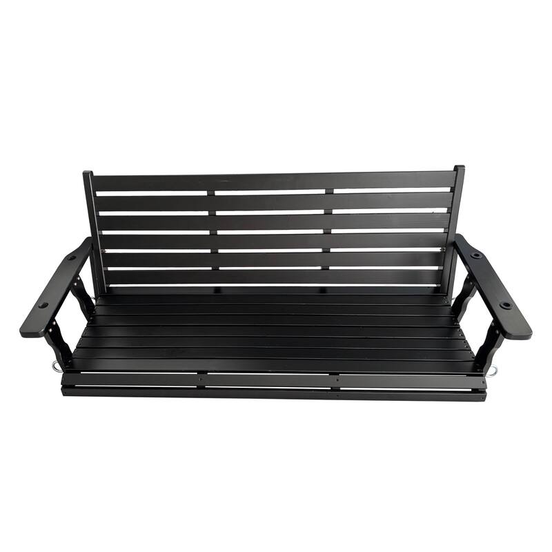 Wooden Porch Swing with Hanging Chains and 7mm Springs Heavy Duty 800 LBS for Outdoor Patio Garden Yard