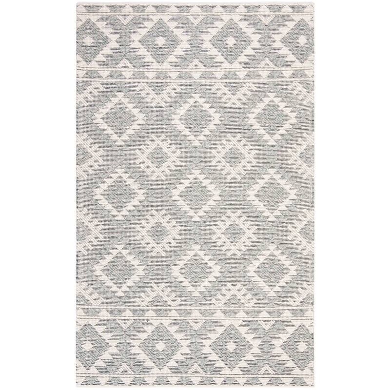 SAFAVIEH Handmade Natura Nouri Transitional Geometric Cream/Aqua Wool Rug