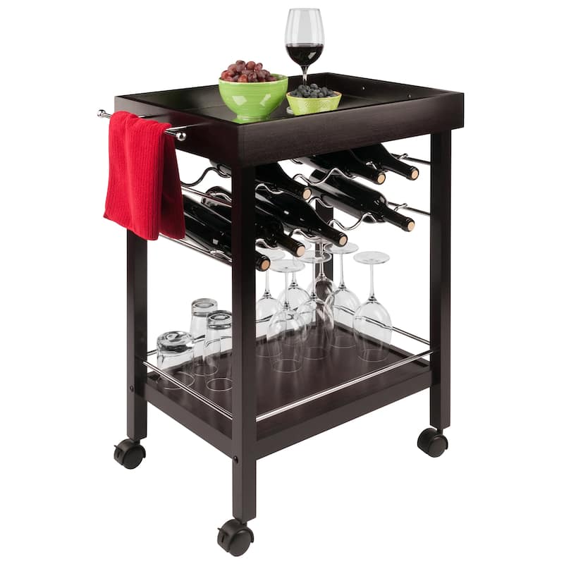Johnnie Bar Cart, Espresso - 30.71 x 18.35 x 33.19 inches