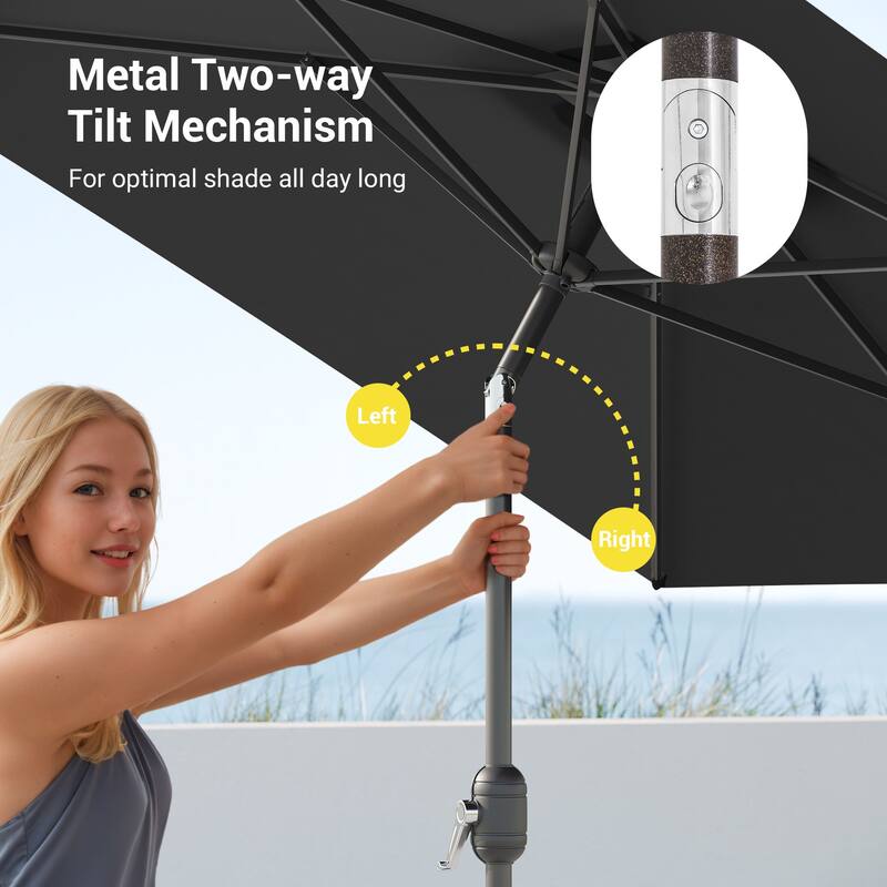 BONOSUKI 6x9FT Patio Market Umbrellas Table Umbrella with Tilt Button