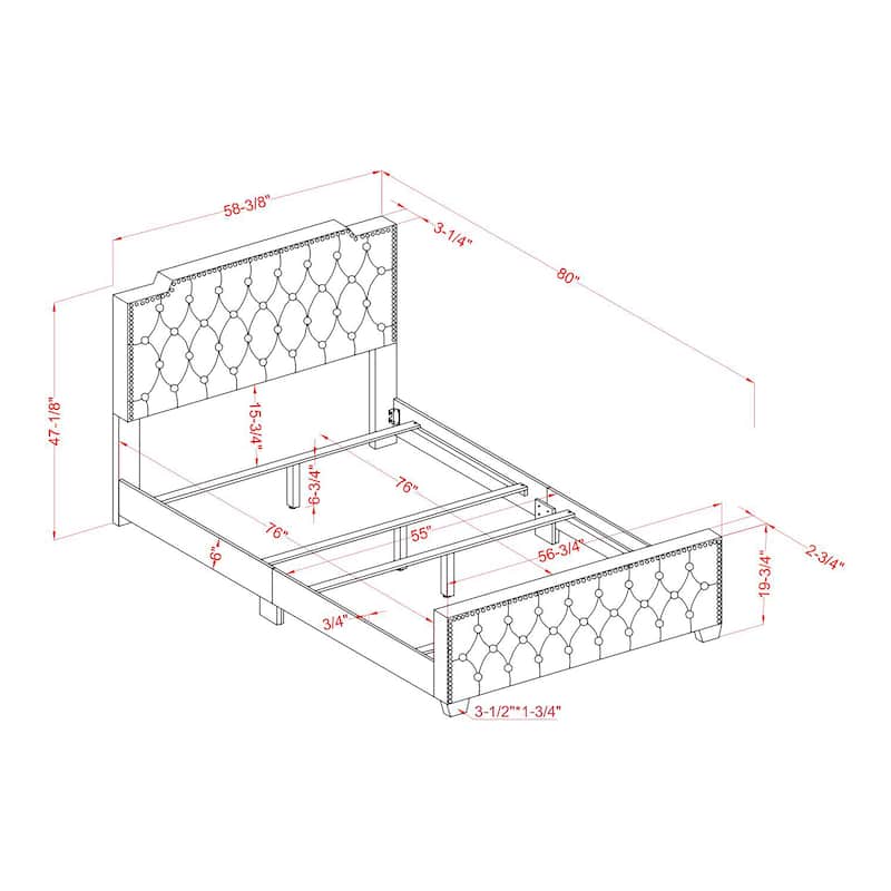 Furniture of America Galavant Modern Tufted Fabric Panel Bed