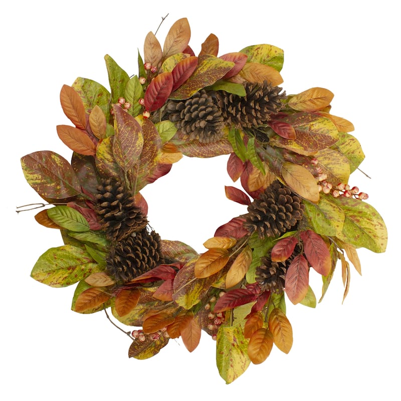 Leaves Berries Twig Artificial Thanksgiving Wreath - 26-Inch, Unlit