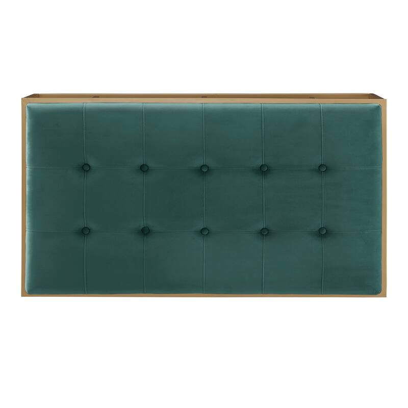 Perdita Gold Finish Velvet Rectangular Tufted Ottoman by iNSPIRE Q Bold