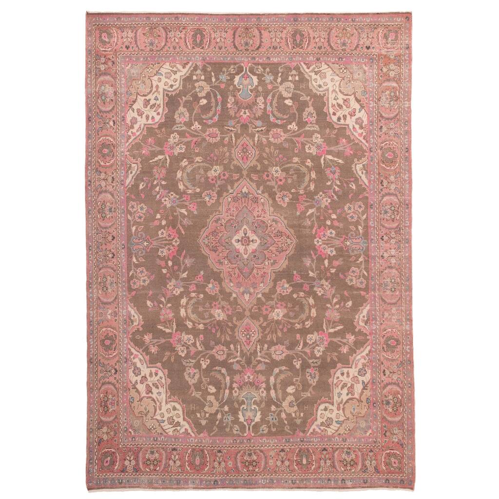 ECARPETGALLERY Hand-knotted Antalya Vintage Brown Wool Rug - 6'8 x 9'6