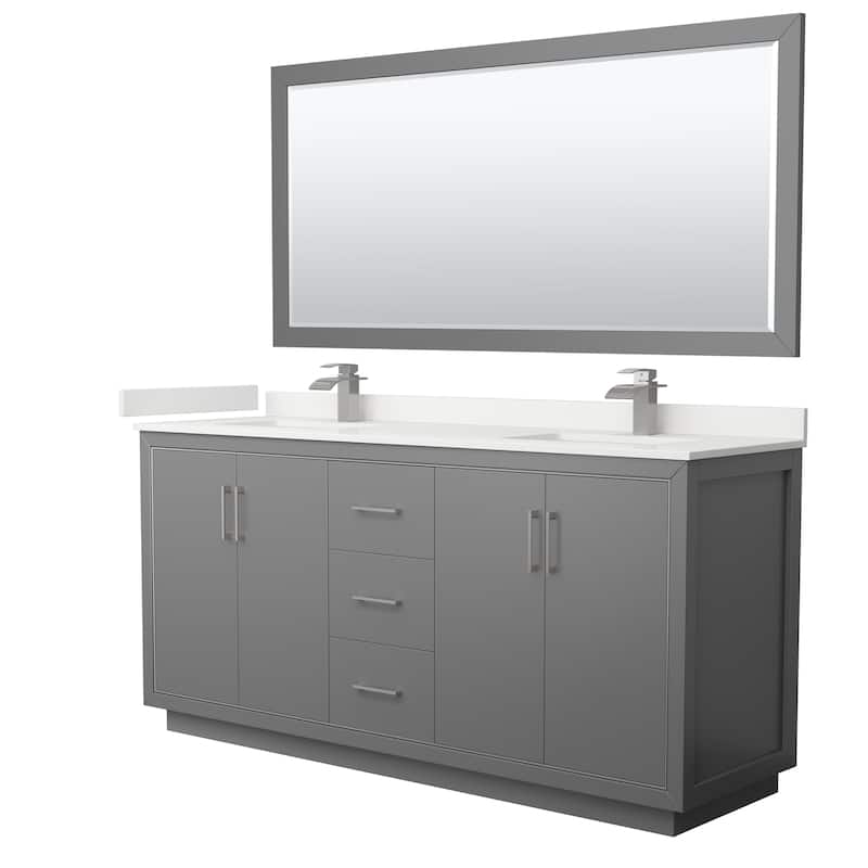 Icon 72-inch Double Vanity, Quartz Top, 70-inch Mirror