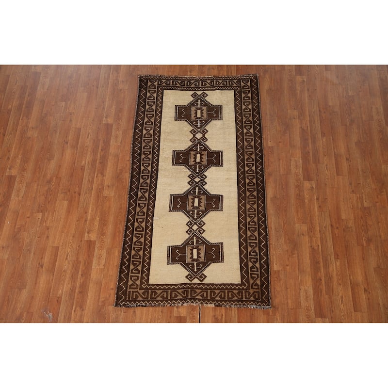 Geometric Gabbeh Persian Vintage Area Rug Handmade Wool Carpet - 3'5"x 6'3"