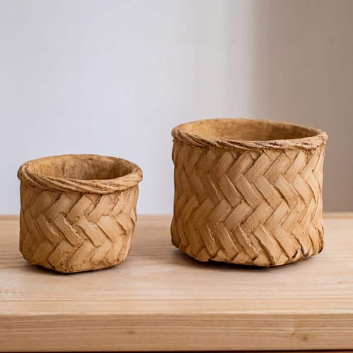 RusticReach Bamboo Looking Cement Planter