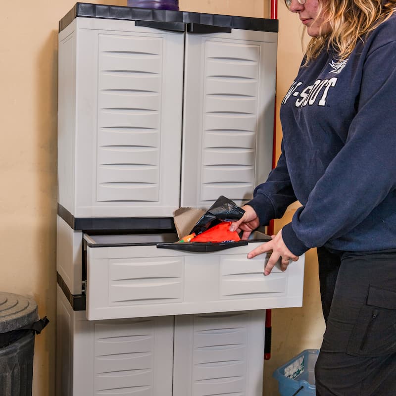 Sunnydaze Storage Cabinet with 2 Adjustable Shelves and Drawer